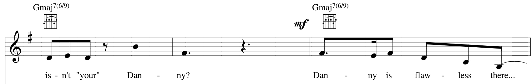 Danny: original melody notation, line 3