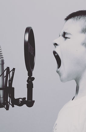 A singer at a microphone