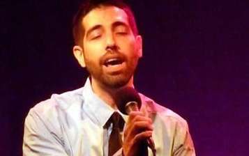 Singer performing with a microphone