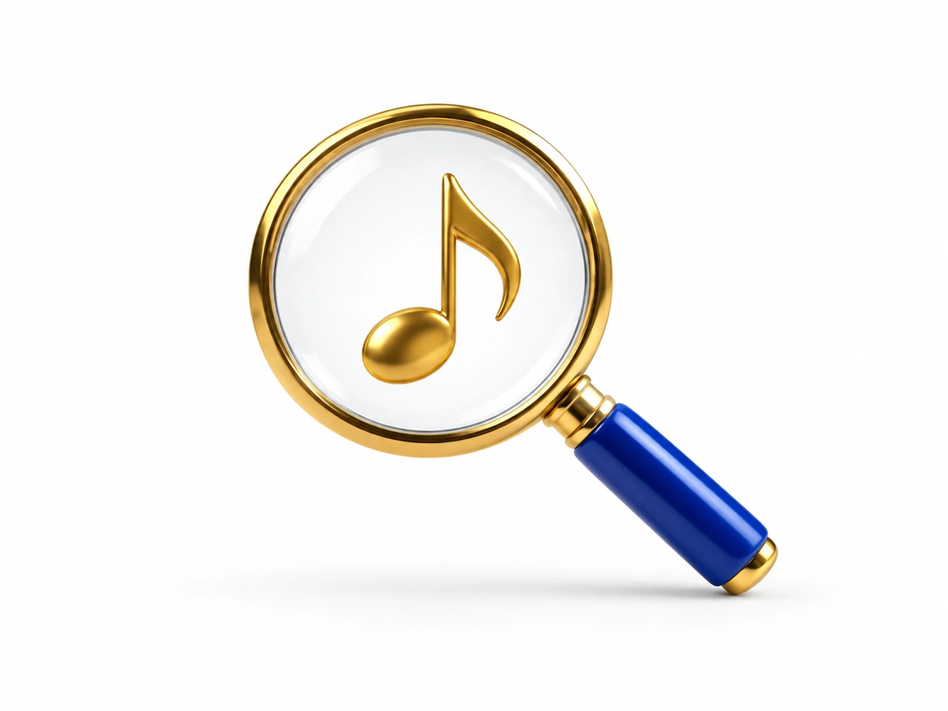 Musical note under a magnifying glass — directory illustration